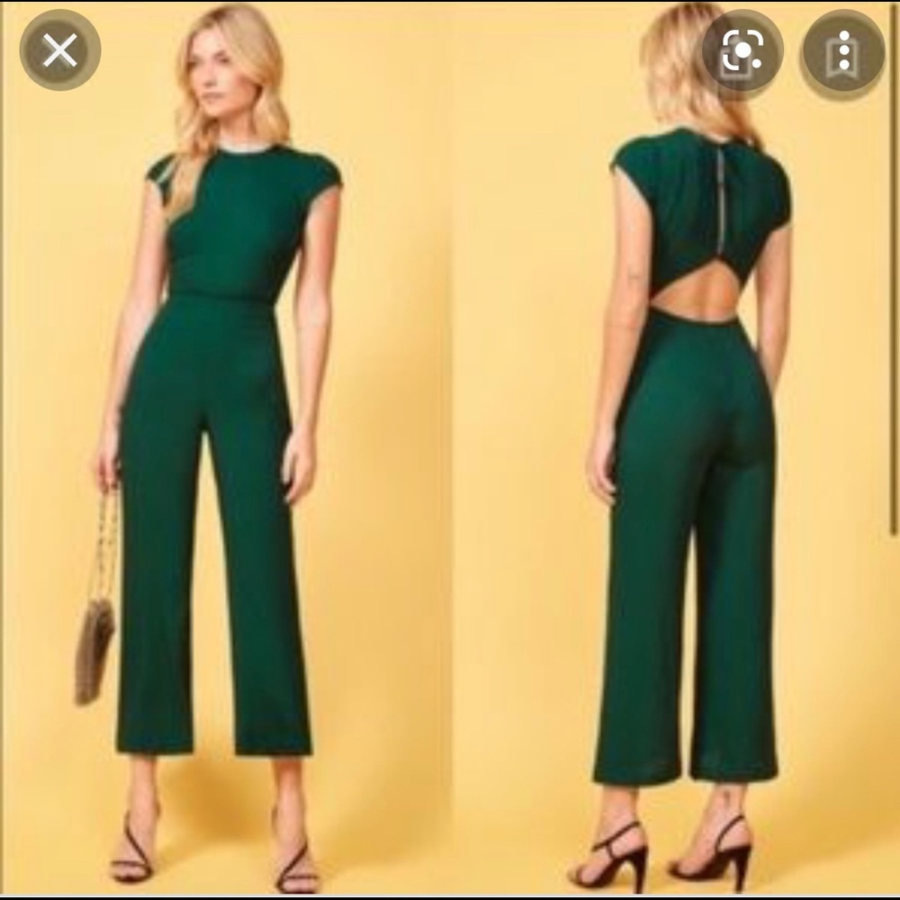Reformation Jumpsuit Emerald Green 2 Petite